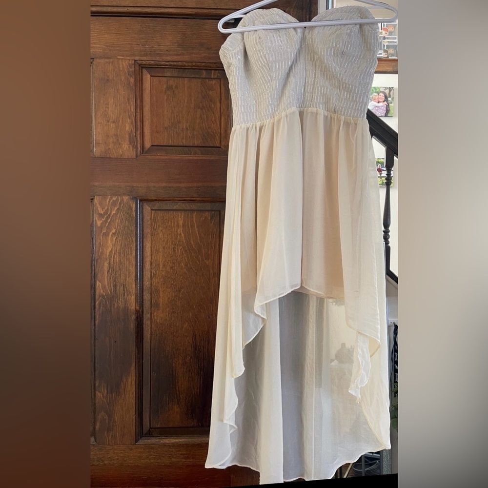 Off white high low dress